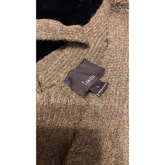 Lumière and Company Back Lace-up Olive Green Oversized Cardigan Sweater Sz Large - Picture 4 of 6